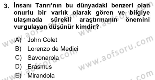 Modern Felsefe 1 Dersi 2021 - 2022 Yılı (Final) Dönem Sonu Sınav Soruları 3. Soru