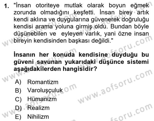 Modern Felsefe 1 Dersi 2021 - 2022 Yılı Yaz Okulu Sınav Soruları 1. Soru