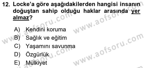 Modern Felsefe 1 Dersi 2021 - 2022 Yılı Yaz Okulu Sınav Soruları 12. Soru