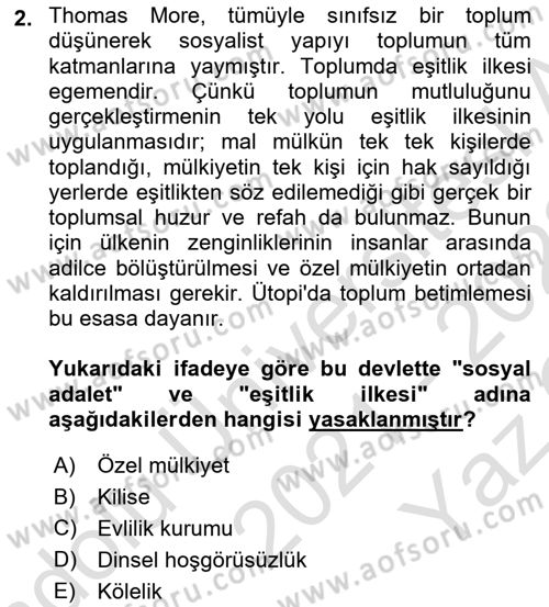 Modern Felsefe 1 Dersi 2021 - 2022 Yılı Yaz Okulu Sınav Soruları 2. Soru
