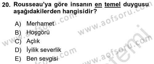 Modern Felsefe 1 Dersi 2021 - 2022 Yılı Yaz Okulu Sınav Soruları 20. Soru