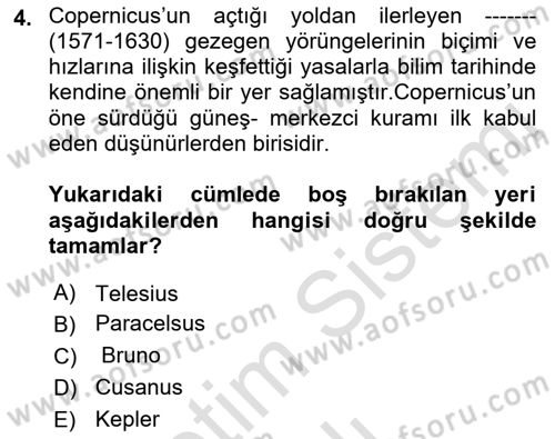 Modern Felsefe 1 Dersi 2021 - 2022 Yılı Yaz Okulu Sınav Soruları 4. Soru