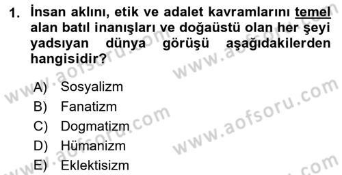 Modern Felsefe 1 Dersi 2022 - 2023 Yılı (Vize) Ara Sınav Soruları 1. Soru