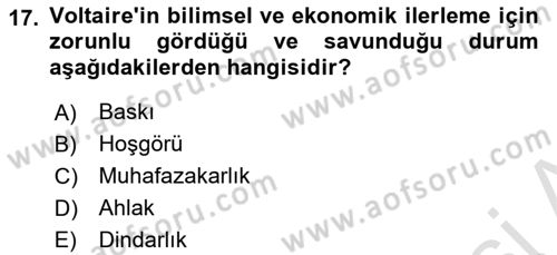 Modern Felsefe 1 Dersi 2022 - 2023 Yılı (Final) Dönem Sonu Sınav Soruları 17. Soru