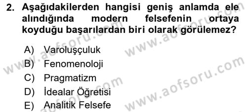 Modern Felsefe 1 Dersi 2022 - 2023 Yılı (Final) Dönem Sonu Sınav Soruları 2. Soru