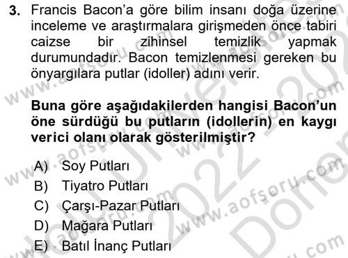 Modern Felsefe 1 Dersi 2022 - 2023 Yılı (Final) Dönem Sonu Sınav Soruları 3. Soru