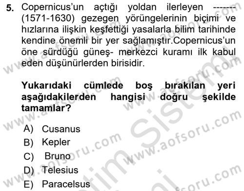 Modern Felsefe 1 Dersi 2022 - 2023 Yılı (Final) Dönem Sonu Sınav Soruları 5. Soru