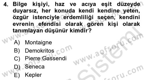 Modern Felsefe 1 Dersi 2022 - 2023 Yılı Yaz Okulu Sınav Soruları 4. Soru