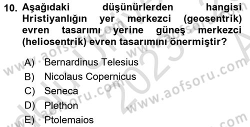 Modern Felsefe 1 Dersi 2023 - 2024 Yılı (Vize) Ara Sınav Soruları 10. Soru