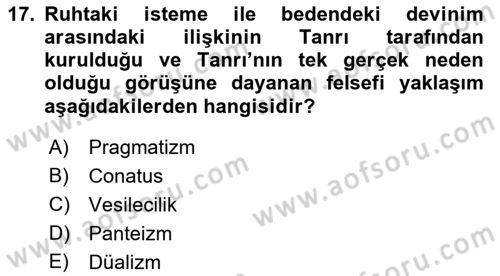 Modern Felsefe 1 Dersi 2023 - 2024 Yılı (Vize) Ara Sınav Soruları 17. Soru