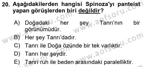 Modern Felsefe 1 Dersi 2023 - 2024 Yılı (Vize) Ara Sınav Soruları 20. Soru