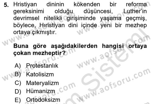 Modern Felsefe 1 Dersi 2023 - 2024 Yılı (Vize) Ara Sınav Soruları 5. Soru