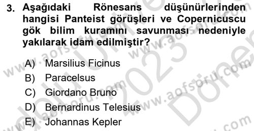 Modern Felsefe 1 Dersi 2023 - 2024 Yılı (Final) Dönem Sonu Sınav Soruları 3. Soru