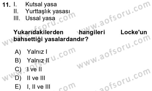 Modern Felsefe 1 Dersi 2023 - 2024 Yılı Yaz Okulu Sınav Soruları 11. Soru