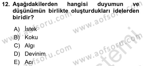 Modern Felsefe 1 Dersi 2023 - 2024 Yılı Yaz Okulu Sınav Soruları 12. Soru