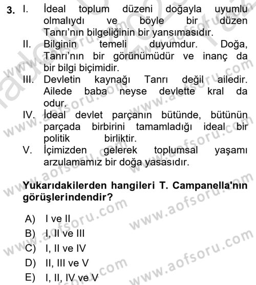 Modern Felsefe 1 Dersi 2023 - 2024 Yılı Yaz Okulu Sınav Soruları 3. Soru