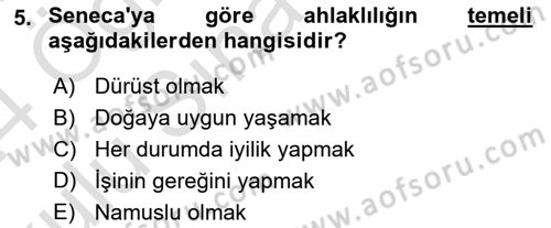 Modern Felsefe 1 Dersi 2023 - 2024 Yılı Yaz Okulu Sınav Soruları 5. Soru