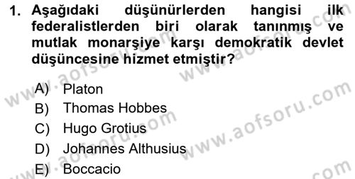 Modern Felsefe 1 Dersi 2024 - 2025 Yılı (Vize) Ara Sınav Soruları 1. Soru