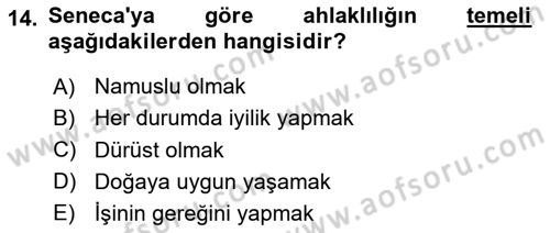 Modern Felsefe 1 Dersi 2024 - 2025 Yılı (Vize) Ara Sınav Soruları 14. Soru