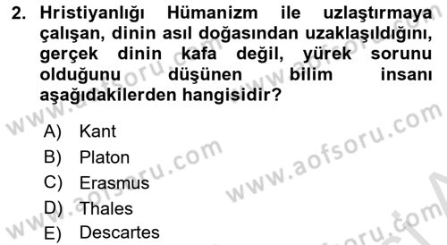 Modern Felsefe 1 Dersi 2024 - 2025 Yılı (Vize) Ara Sınav Soruları 2. Soru