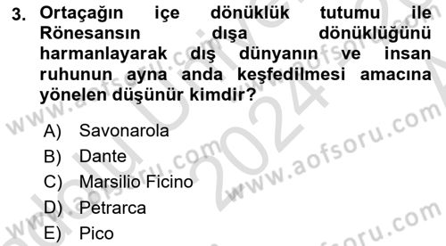 Modern Felsefe 1 Dersi Ara Sınavı Deneme Sınav Soruları 3. Soru