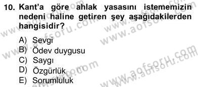 Modern Felsefe 2 Dersi 2012 - 2013 Yılı (Vize) Ara Sınav Soruları 10. Soru