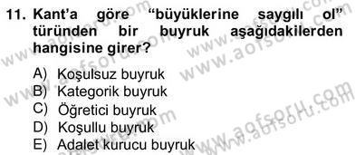 Modern Felsefe 2 Dersi 2012 - 2013 Yılı (Vize) Ara Sınav Soruları 11. Soru