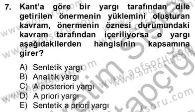 Modern Felsefe 2 Dersi 2012 - 2013 Yılı (Vize) Ara Sınav Soruları 7. Soru