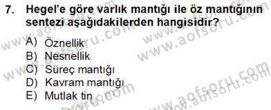 Modern Felsefe 2 Dersi 2012 - 2013 Yılı (Final) Dönem Sonu Sınavı 7. Soru