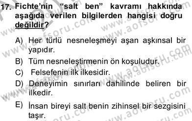 Modern Felsefe 2 Dersi 2013 - 2014 Yılı (Vize) Ara Sınav Soruları 17. Soru