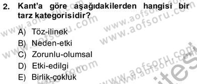 Modern Felsefe 2 Dersi 2013 - 2014 Yılı (Vize) Ara Sınav Soruları 2. Soru