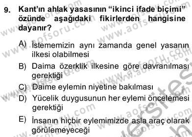 Modern Felsefe 2 Dersi 2013 - 2014 Yılı (Vize) Ara Sınav Soruları 9. Soru