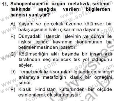 Modern Felsefe 2 Dersi 2013 - 2014 Yılı (Final) Dönem Sonu Sınav Soruları 11. Soru