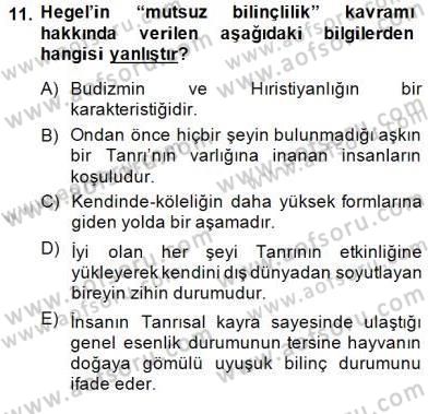 Modern Felsefe 2 Dersi 2014 - 2015 Yılı (Final) Dönem Sonu Sınav Soruları 11. Soru