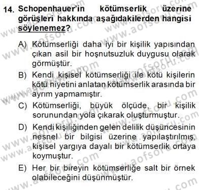 Modern Felsefe 2 Dersi 2014 - 2015 Yılı (Final) Dönem Sonu Sınav Soruları 14. Soru