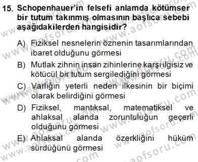 Modern Felsefe 2 Dersi 2014 - 2015 Yılı (Final) Dönem Sonu Sınav Soruları 15. Soru