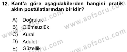 Modern Felsefe 2 Dersi 2015 - 2016 Yılı (Vize) Ara Sınav Soruları 12. Soru