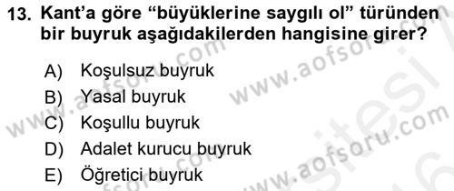 Modern Felsefe 2 Dersi 2015 - 2016 Yılı (Vize) Ara Sınav Soruları 13. Soru