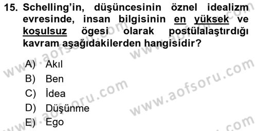 Modern Felsefe 2 Dersi 2015 - 2016 Yılı (Vize) Ara Sınav Soruları 15. Soru
