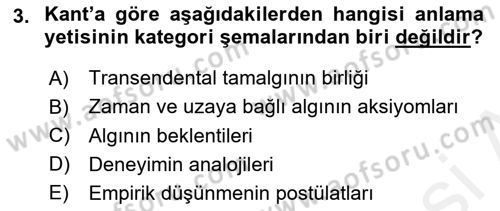 Modern Felsefe 2 Dersi 2015 - 2016 Yılı (Vize) Ara Sınav Soruları 3. Soru