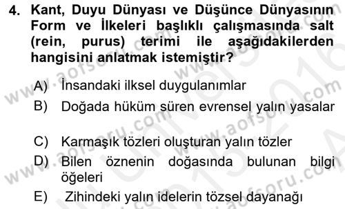 Modern Felsefe 2 Dersi 2015 - 2016 Yılı (Vize) Ara Sınav Soruları 4. Soru