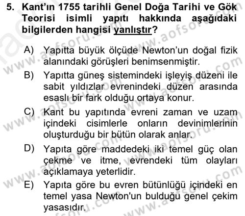 Modern Felsefe 2 Dersi 2015 - 2016 Yılı (Vize) Ara Sınav Soruları 5. Soru