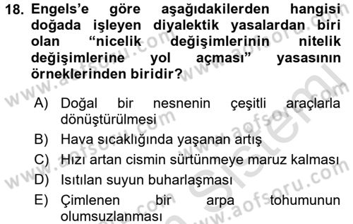 Modern Felsefe 2 Dersi 2015 - 2016 Yılı (Final) Dönem Sonu Sınavı 18. Soru