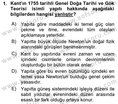 Modern Felsefe 2 Dersi 2017 - 2018 Yılı (Vize) Ara Sınav Soruları 1. Soru
