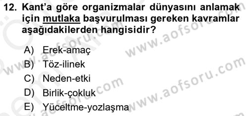 Modern Felsefe 2 Dersi 2017 - 2018 Yılı (Vize) Ara Sınav Soruları 12. Soru