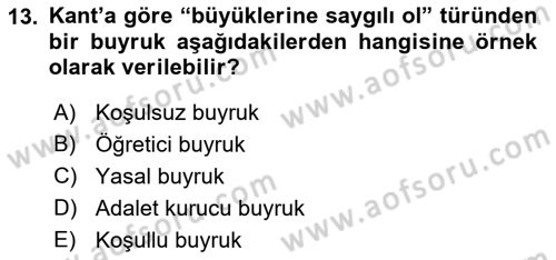 Modern Felsefe 2 Dersi 2017 - 2018 Yılı (Vize) Ara Sınav Soruları 13. Soru