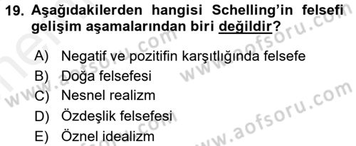 Modern Felsefe 2 Dersi 2017 - 2018 Yılı (Vize) Ara Sınav Soruları 19. Soru