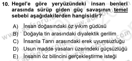 Modern Felsefe 2 Dersi 2017 - 2018 Yılı (Final) Dönem Sonu Sınavı 10. Soru
