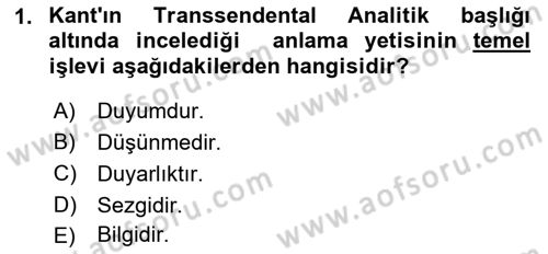 Modern Felsefe 2 Dersi 2018 - 2019 Yılı (Vize) Ara Sınav Soruları 1. Soru