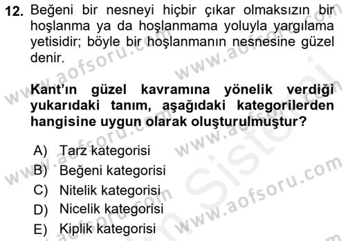Modern Felsefe 2 Dersi 2018 - 2019 Yılı (Vize) Ara Sınav Soruları 12. Soru